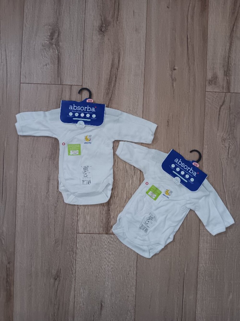 🔥4 for $20🔥Absorba Baby Long Sleeve Wrap Bodysuit Set Lot of 2 Newborn 0M